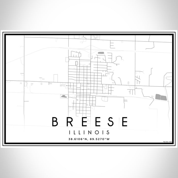 Breese Illinois Map Print Landscape Orientation in Classic Style With Shaded Background
