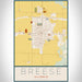 Breese Illinois Map Print Portrait Orientation in Woodblock Style With Shaded Background