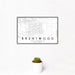 12x18 Brentwood California Map Print Landscape Orientation in Classic Style With Small Cactus Plant in White Planter