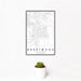 12x18 Brentwood California Map Print Portrait Orientation in Classic Style With Small Cactus Plant in White Planter