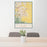 24x36 Brentwood California Map Print Portrait Orientation in Woodblock Style Behind 2 Chairs Table and Potted Plant