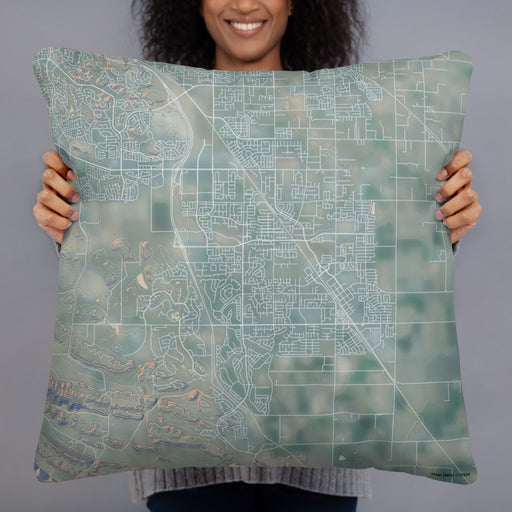 Person holding 22x22 Custom Brentwood California Map Throw Pillow in Afternoon