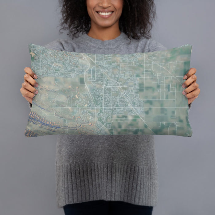 Person holding 20x12 Custom Brentwood California Map Throw Pillow in Afternoon