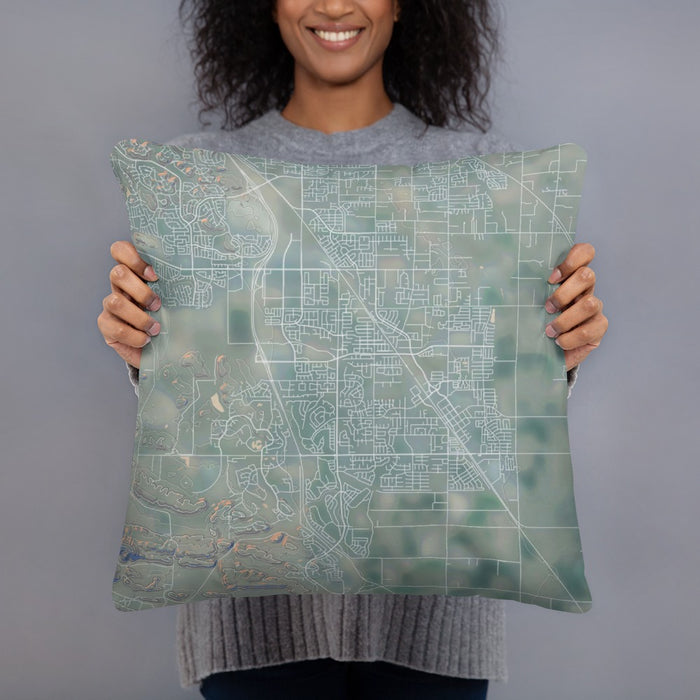 Person holding 18x18 Custom Brentwood California Map Throw Pillow in Afternoon