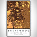 Brentwood California Map Print Portrait Orientation in Ember Style With Shaded Background