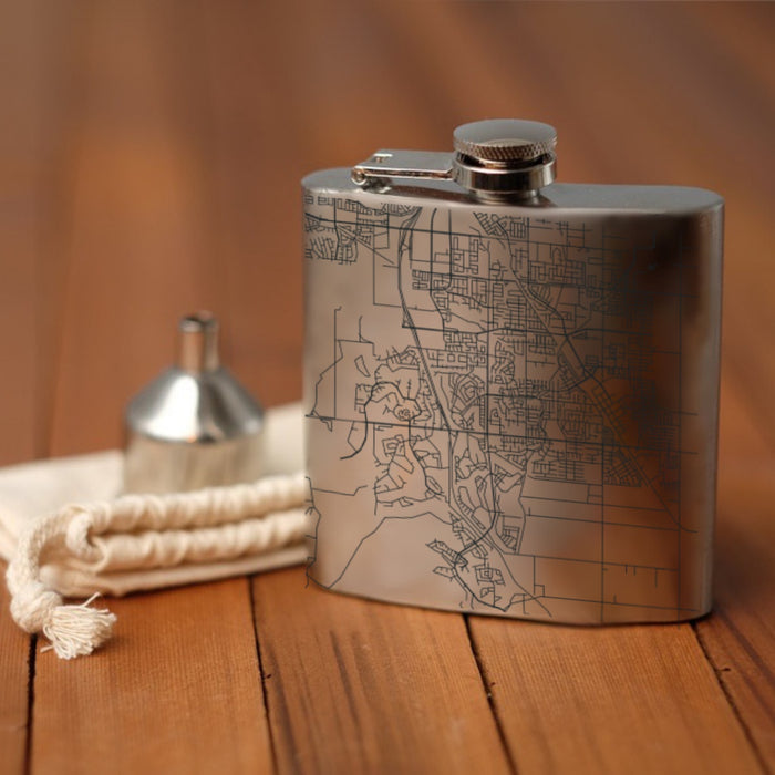 Brentwood California Custom Engraved City Map Inscription Coordinates on 6oz Stainless Steel Flask