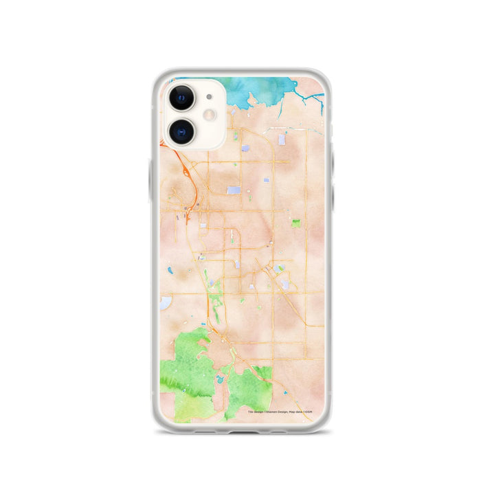 Custom iPhone 11 Brentwood California Map Phone Case in Watercolor