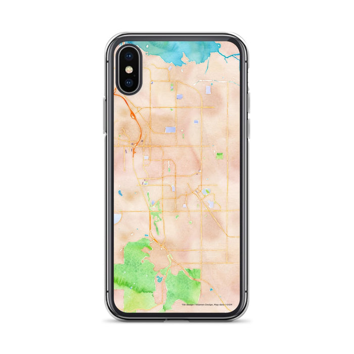 Custom iPhone X/XS Brentwood California Map Phone Case in Watercolor