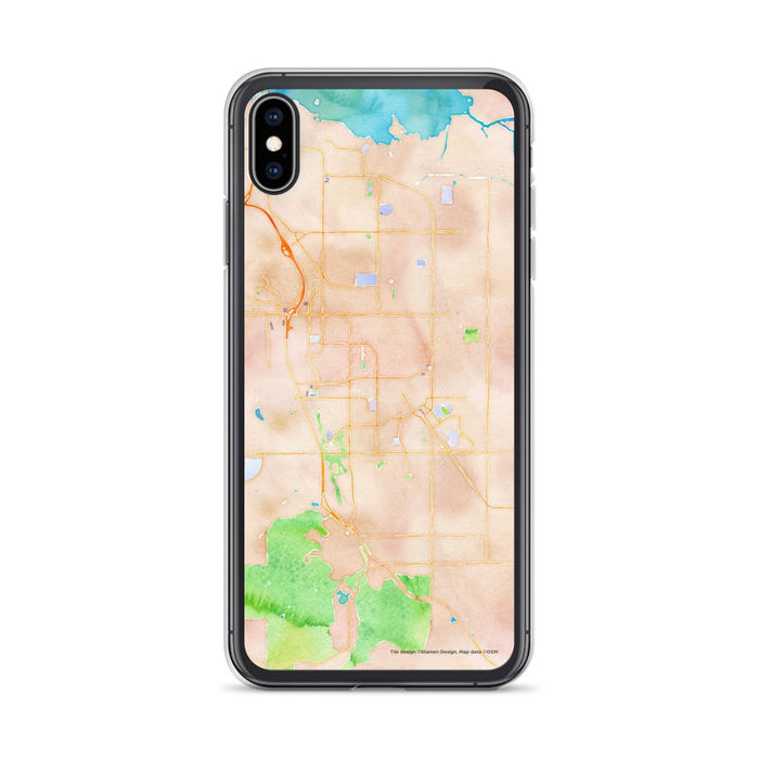 Custom iPhone XS Max Brentwood California Map Phone Case in Watercolor