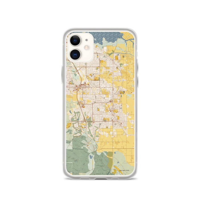 Custom iPhone 11 Brentwood California Map Phone Case in Woodblock