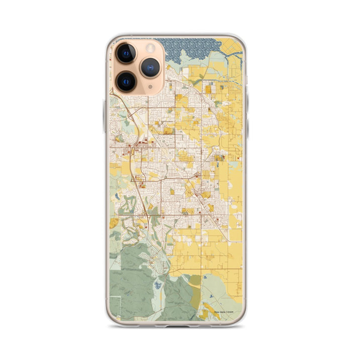 Custom iPhone 11 Pro Max Brentwood California Map Phone Case in Woodblock