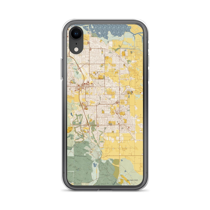 Custom iPhone XR Brentwood California Map Phone Case in Woodblock