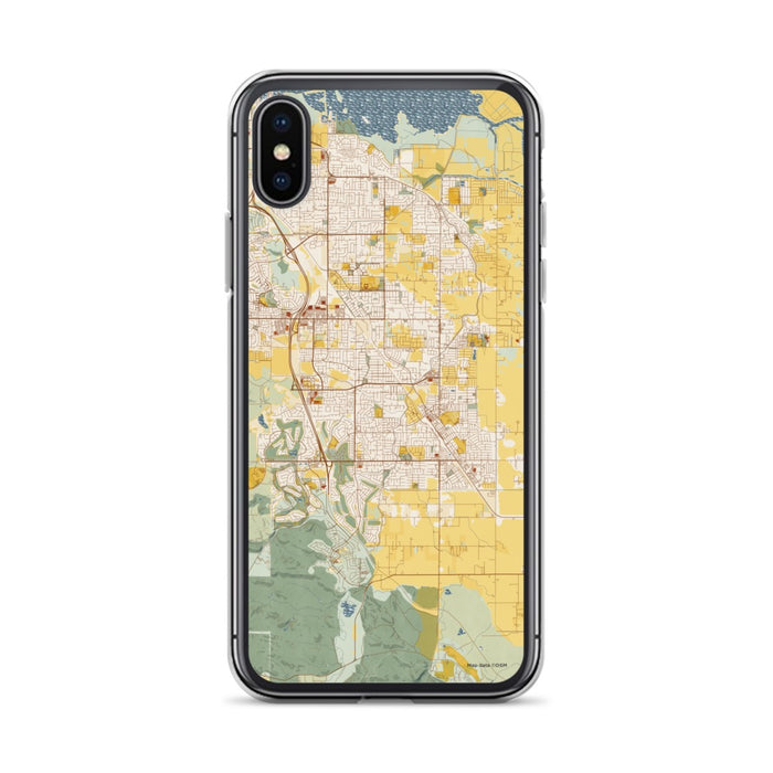 Custom iPhone X/XS Brentwood California Map Phone Case in Woodblock