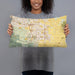 Person holding 20x12 Custom Brentwood California Map Throw Pillow in Woodblock