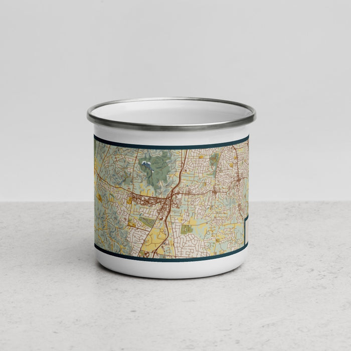 Front View Custom Brentwood Tennessee Map Enamel Mug in Woodblock