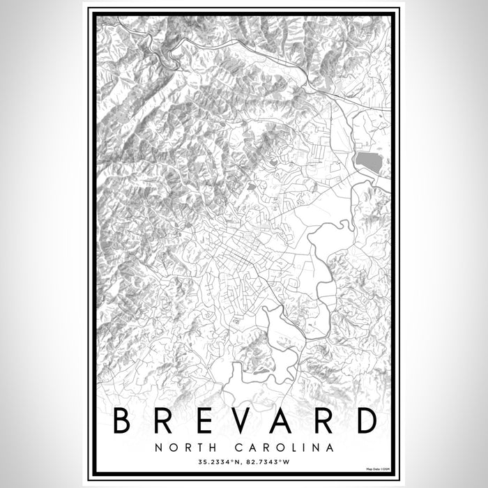 Brevard North Carolina Map Print Portrait Orientation in Classic Style With Shaded Background