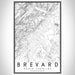 Brevard North Carolina Map Print Portrait Orientation in Classic Style With Shaded Background