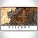 Brevard North Carolina Map Print Landscape Orientation in Ember Style With Shaded Background