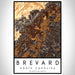 Brevard North Carolina Map Print Portrait Orientation in Ember Style With Shaded Background