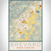 Brevard North Carolina Map Print Portrait Orientation in Woodblock Style With Shaded Background