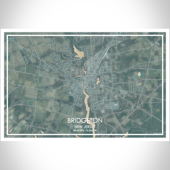 Bridgeton New Jersey Map Print Landscape Orientation in Afternoon Style With Shaded Background