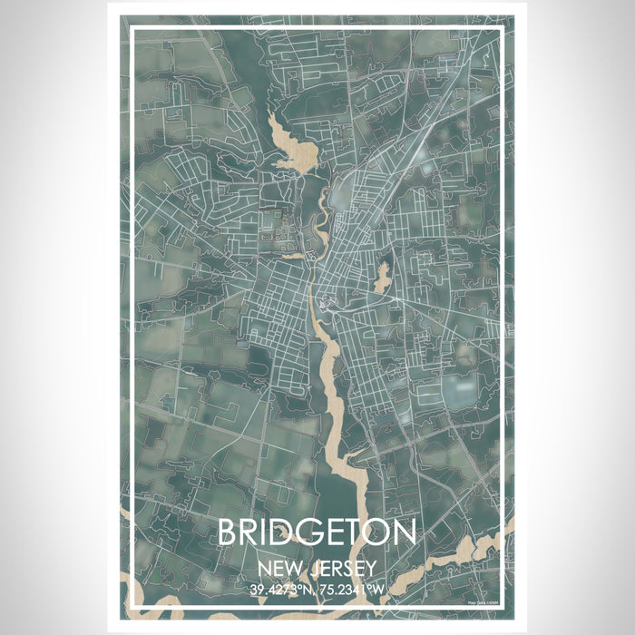 Bridgeton New Jersey Map Print Portrait Orientation in Afternoon Style With Shaded Background