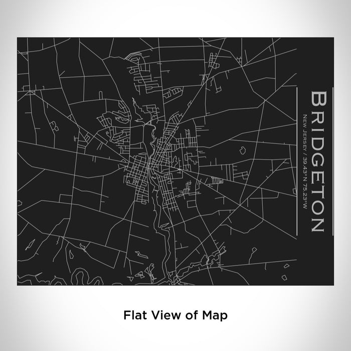 Rendered View of Bridgeton New Jersey Map Engraving on 20oz Stainless Steel Insulated Bottle with Bamboo Top in Black