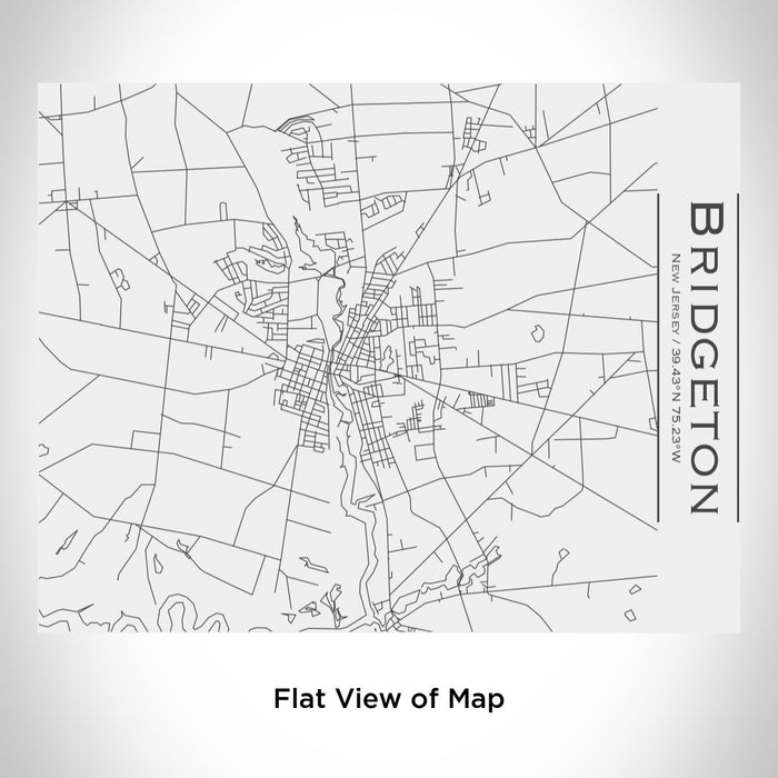 Rendered View of Bridgeton New Jersey Map Engraving on 20oz Stainless Steel Insulated Bottle with Bamboo Top in White