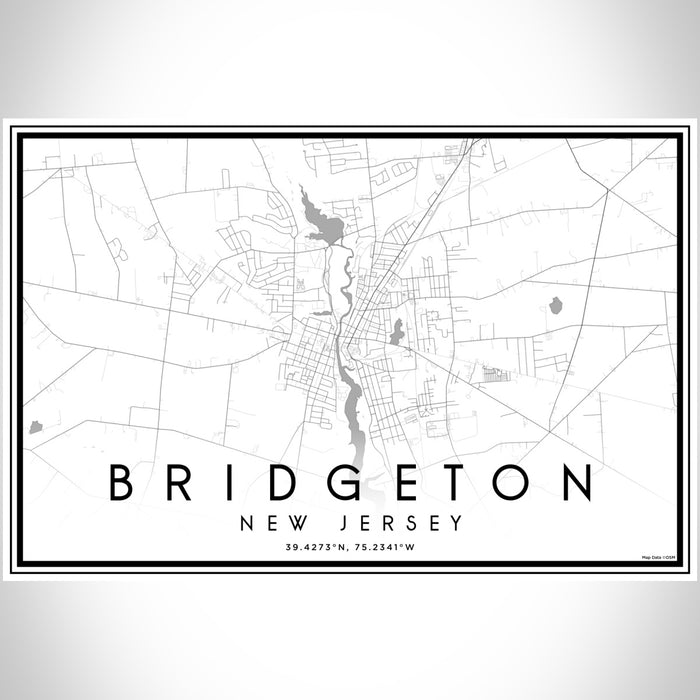 Bridgeton New Jersey Map Print Landscape Orientation in Classic Style With Shaded Background