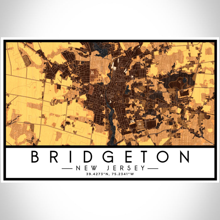 Bridgeton New Jersey Map Print Landscape Orientation in Ember Style With Shaded Background