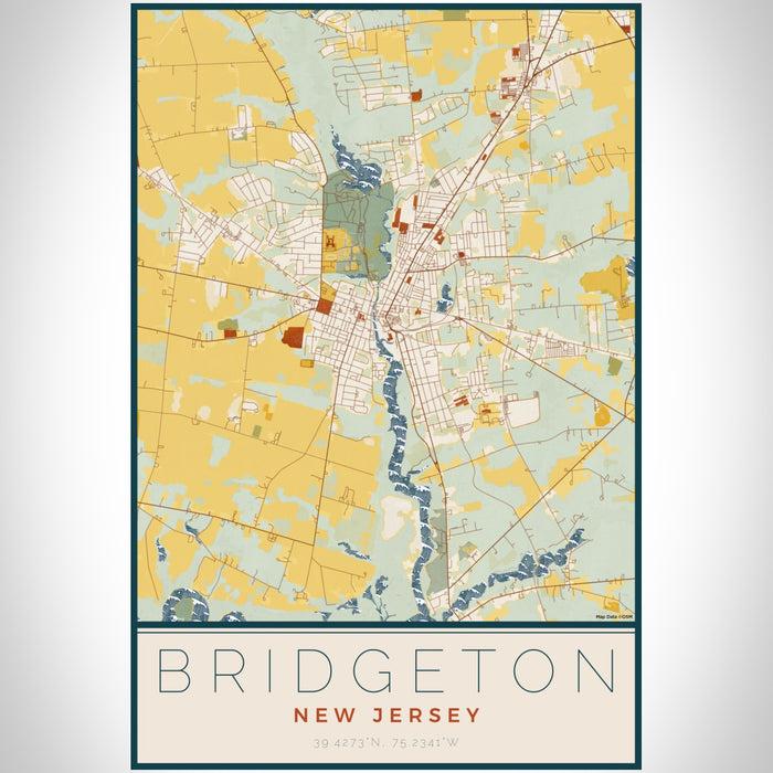 Bridgeton New Jersey Map Print Portrait Orientation in Woodblock Style With Shaded Background