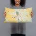 Person holding 20x12 Custom Bridgeton New Jersey Map Throw Pillow in Woodblock