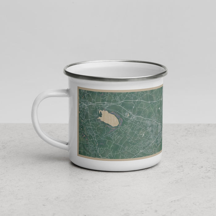 Left View Custom Bridgewater New Jersey Map Enamel Mug in Afternoon