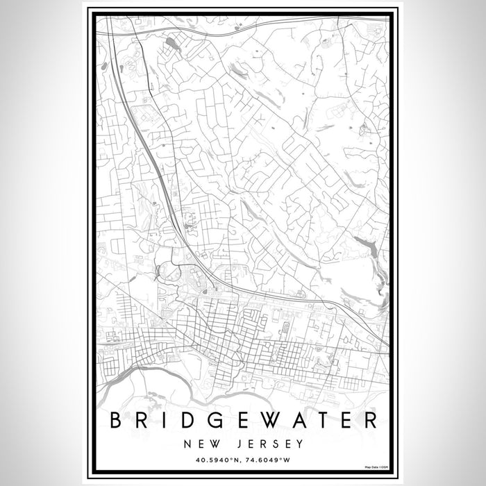 Bridgewater New Jersey Map Print Portrait Orientation in Classic Style With Shaded Background