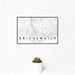12x18 Bridgewater New Jersey Map Print Landscape Orientation in Classic Style With Small Cactus Plant in White Planter