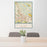 24x36 Bridgewater New Jersey Map Print Portrait Orientation in Woodblock Style Behind 2 Chairs Table and Potted Plant