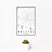 12x18 Bristol Connecticut Map Print Portrait Orientation in Classic Style With Small Cactus Plant in White Planter