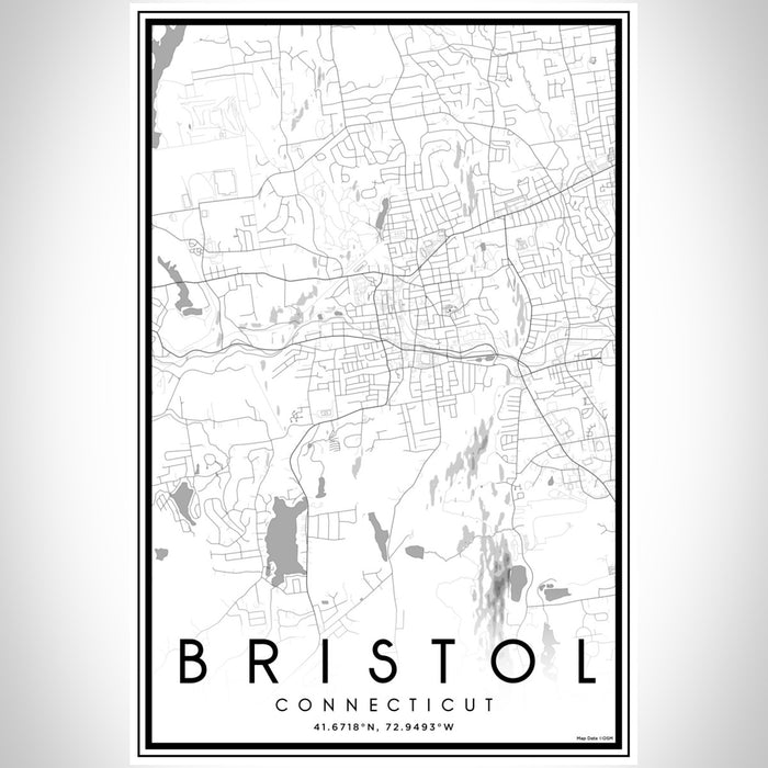 Bristol Connecticut Map Print Portrait Orientation in Classic Style With Shaded Background