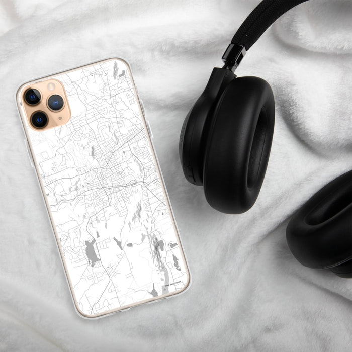 Custom Bristol Connecticut Map Phone Case in Classic on Table with Black Headphones