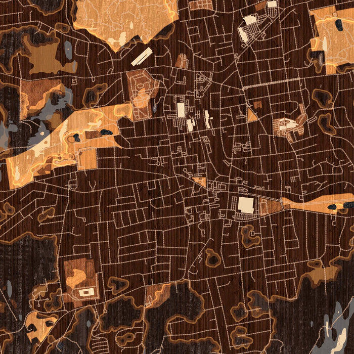 Bristol Connecticut Map Print in Ember Style Zoomed In Close Up Showing Details