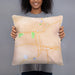 Person holding 18x18 Custom Bristol Connecticut Map Throw Pillow in Watercolor