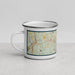 Left View Custom Bristol Connecticut Map Enamel Mug in Woodblock