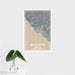 16x24 Brookings Oregon Map Print Portrait Orientation in Afternoon Style With Tropical Plant Leaves in Water