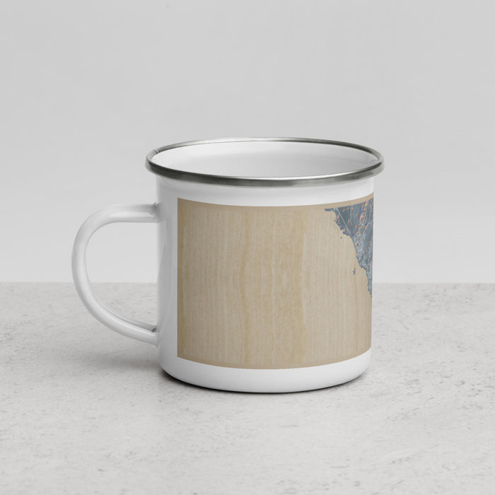 Left View Custom Brookings Oregon Map Enamel Mug in Afternoon