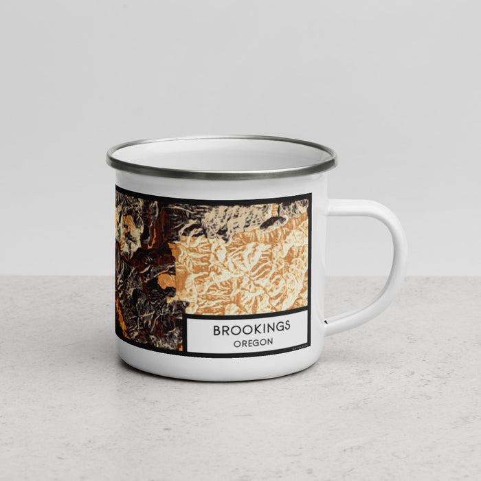 Right View Custom Brookings Oregon Map Enamel Mug in Ember