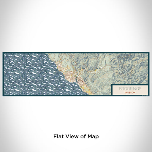 Flat View of Map Custom Brookings Oregon Map Enamel Mug in Woodblock
