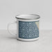 Left View Custom Brookings Oregon Map Enamel Mug in Woodblock