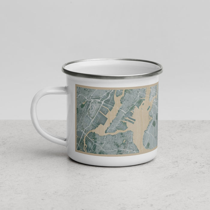 Left View Custom Brooklyn New York Map Enamel Mug in Afternoon