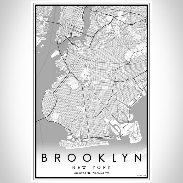 Brooklyn New York Map Print Portrait Orientation in Classic Style With Shaded Background
