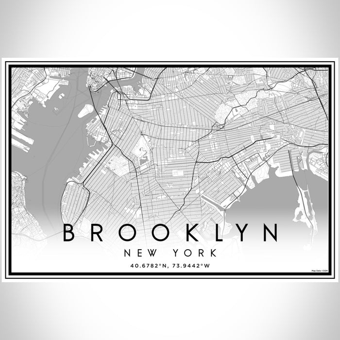 Brooklyn New York Map Print Landscape Orientation in Classic Style With Shaded Background
